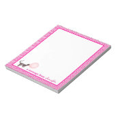 Rosa Bubblegum-Katze mit geometrischer Grenzmeldun Notizblock (Rotiert)