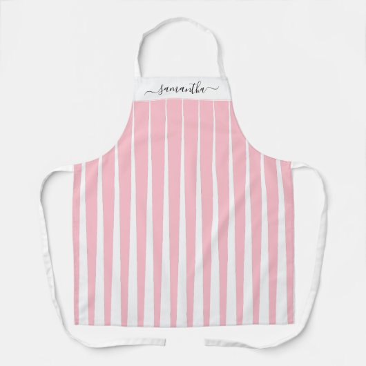 Rosa Bubblegum Unregelmäßige vertikale Streifen Schürze (Vorderseite)