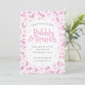 Rosa Bubbly and Brunch Party Einladung (Stehend Vorderseite)