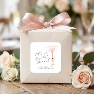 Rosa Bubbly Brunch Danke Brautparty Quadratischer Aufkleber