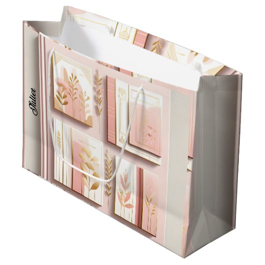 rosa Buch Große Geschenktüte (Vorderseite Schrägansicht)
