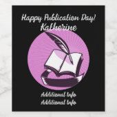 Rosa Buch und Quill Weinetikett (Einzelnes Label)