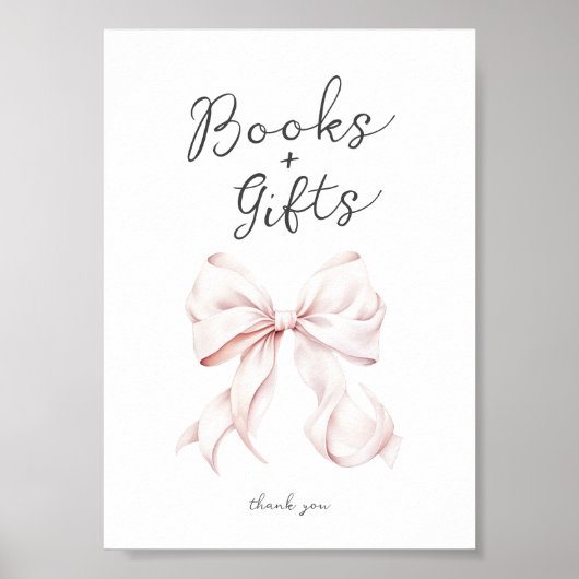 Rosa Bücher für Baby Table Sign Poster (Vorne)