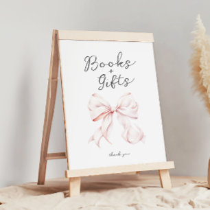 Rosa Bücher für Baby Table Sign Poster