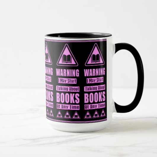 Rosa Buchliebhaber Warnschild Tasse (Rechts)