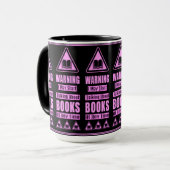 Rosa Buchliebhaber Warnschild Tasse (Vorderseite Links)