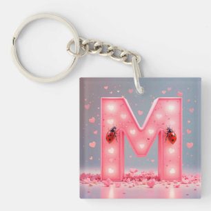 Rosa Buchstabe M für personalisierte Accessoires f Schlüsselanhänger