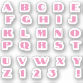 Rosa Buchstaben Alphabet Aufkleber (Vorderseite)