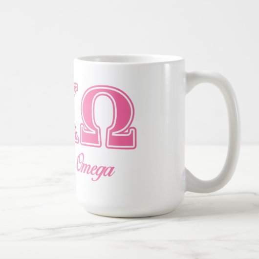 Rosa Buchstaben Alphi Chi-Omegas Kaffeetasse (Rechts)