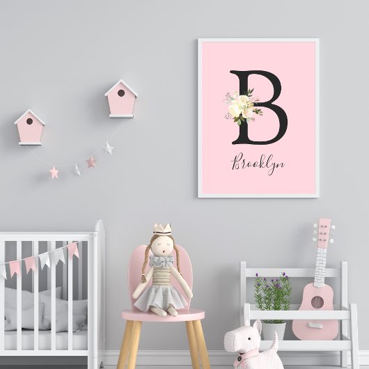 Rosa Buchstaben 'B' Kinderzimmer Name Wand Kunst