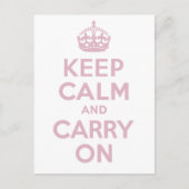 Rosa Buchstaben halten Ruhe und tragen weiter Postkarte (Vorderseite)