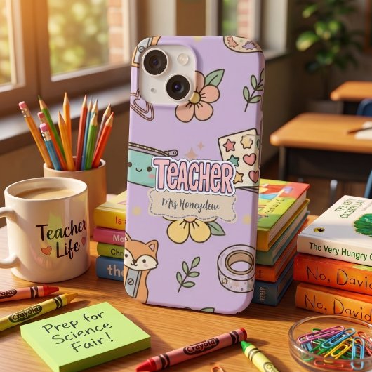 Rosa Buchstaben Lehrer Schulmuster Case-Mate iPhone Hülle