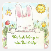 Rosa Buchzeichen Quadratischer Aufkleber (Vorderseite)