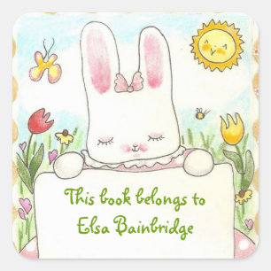 Rosa Buchzeichen Quadratischer Aufkleber