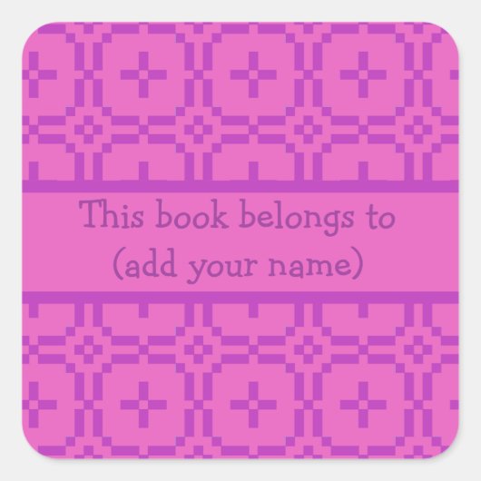 Rosa Buchzeichen zum Personalisieren: Welsh Tapest Quadratischer Aufkleber (Vorderseite)