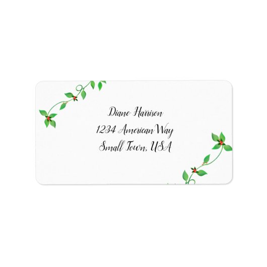 Rosa Buds auf grüner Hochzeit Adressaufkleber (Vorne)