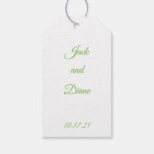 Rosa Buds auf grüner Hochzeit Geschenkanhänger (Rückseite)