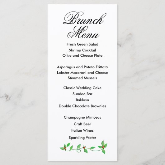 Rosa Buds auf grüner Hochzeit Menükarte (Vorderseite)