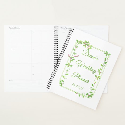 Rosa Buds auf grüner Hochzeit Planer (Anzeige)