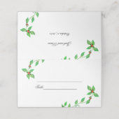 Rosa Buds auf grüner Hochzeit Platzkarte (Außenseite Aufgefaltet)