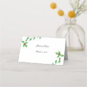 Rosa Buds auf grüner Hochzeit Platzkarte (Rückseite)