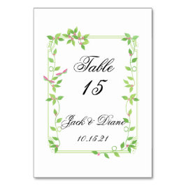 Rosa Buds auf grüner Hochzeit Tischnummer