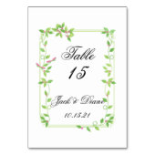 Rosa Buds auf grüner Hochzeit Tischnummer (Vorderseite)