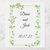 Rosa Buds auf grüner Hochzeit Weinetikett (Einzelnes Label)