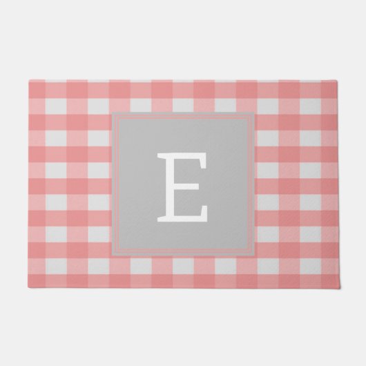 Rosa Buffalo Kariert Monogram Doormat Fußmatte (Vorderseite)