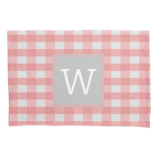 Rosa Buffalo Karierte Monogram Pillowcase Kissenbezug (Vorderseite)