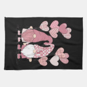 Rosa Buffalo Kariertes Herz Gnomes Valentinstag Geschirrtuch (Horizontal)