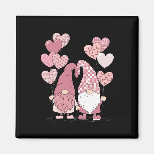 Rosa Buffalo Kariertes Herz Gnomes Valentinstag Magnet (Vorne)