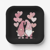 Rosa Buffalo Kariertes Herz Gnomes Valentinstag Pappteller (Vorderseite)