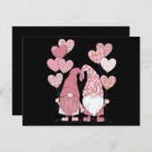 Rosa Buffalo Kariertes Herz Gnomes Valentinstag Postkarte (Vorne/Hinten)