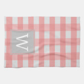 Rosa Buffalo Kariertes Monogramm Handtuch (Horizontal)
