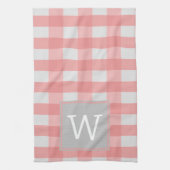 Rosa Buffalo Kariertes Monogramm Handtuch (Vertikal)