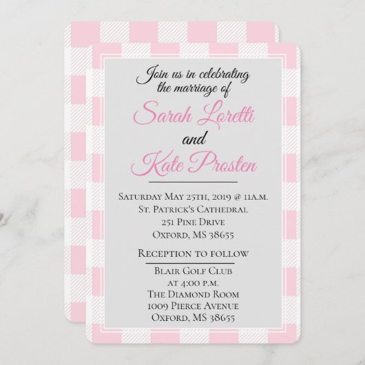 Rosa Buffalo Karo Einladung (Vorne/Hinten)