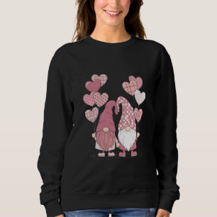 Rosa Büffelkariert Herz Gnome Valentinstag Sweatshirt