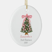 Rosa Bug Erster Weihnachtsgebrauch Foto Ornament (Rechts)