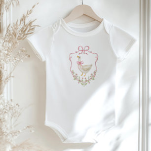 Rosa Bug Gänse Wappen Mädchen Dusche Baby Strampler