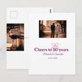 Rosa Bug jubelt auf 50-jährige Hochzeit Postkarte (Vorne/Hinten)