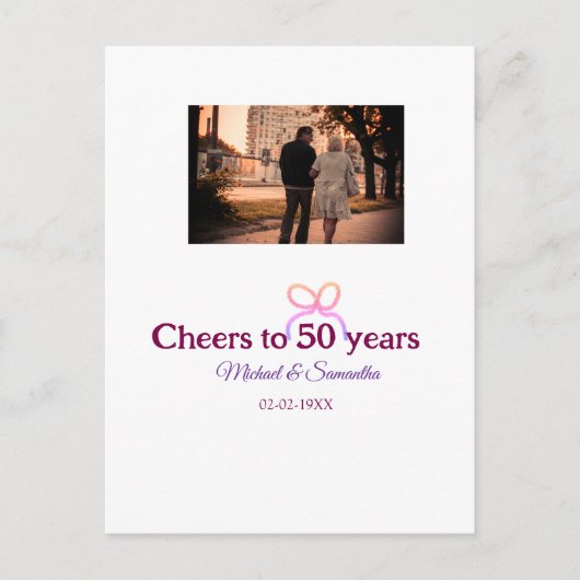 Rosa Bug jubelt auf 50-jährige Hochzeit Postkarte (Vorderseite)