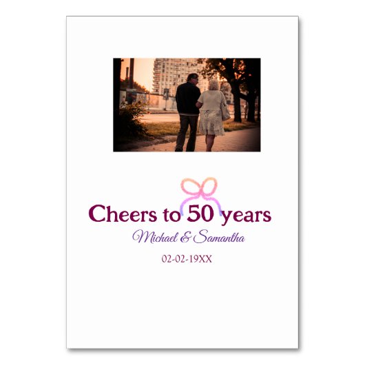 Rosa Bug jubelt auf 50-jährige Hochzeit Tischnummer (Vorderseite)