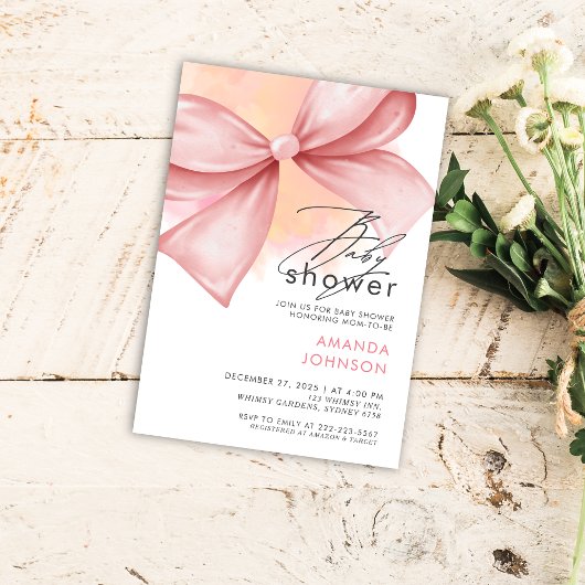 Rosa Bug Moderne Babydusche Einladung