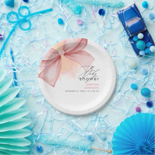 Rosa Bug Moderne Elegante Babydusche Pappteller (Party)