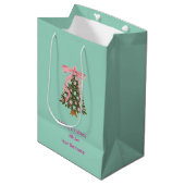 Rosa Bug Weihnachtsbaum Firmenname Mittlere Geschenktüte (Vorderseite Schrägansicht)