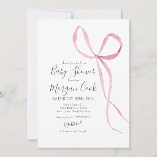 Rosa Bugbaby-Dusche Einladung, Mädchen-Dusche Einladung (Vorderseite)