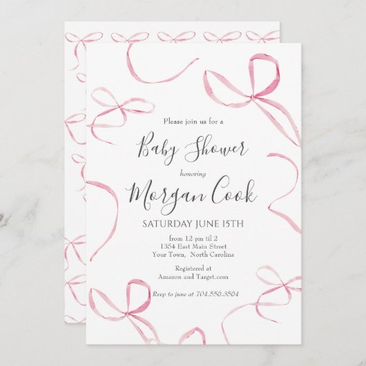 Rosa Bugbaby-Dusche Einladung, Mädchen-Dusche Einladung (Vorne/Hinten)