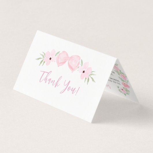 Rosa Bugbaby Dusche faltbar danke Karten (Vorderseite)