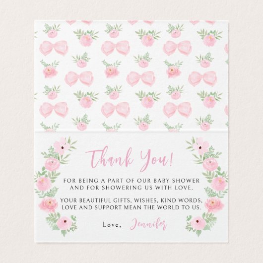 Rosa Bugbaby Dusche faltbar danke Karten (Innenseite Aufgefaltet)